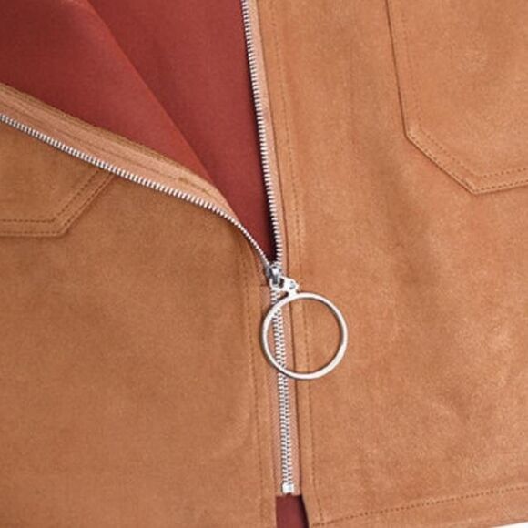 Orange Brown Faux Suede Skirt - Picture 5 of 5